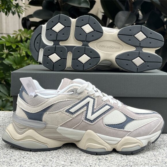 New Balance 9060 Grey & Blue Suede Sneakers - Picture 5 of 12